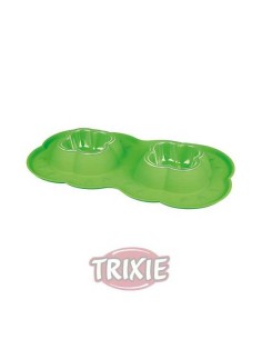 DOBLE COMEDERO PLÁSTICO PROTECTOR SALPICADURAS TRIXIE -...