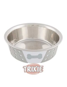 COMEDERO ACERO INOX SILICONA TRIXIE - BLANCO / GRIS