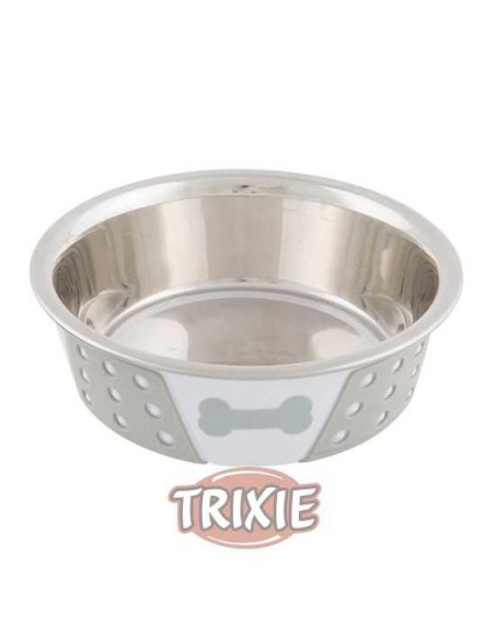 COMEDERO ACERO INOX SILICONA TRIXIE - BLANCO / GRIS