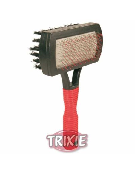 CARDA BLANDA DOBLE CARA MANGO PLÁSTICO TRIXIE - 10 X 17 CM