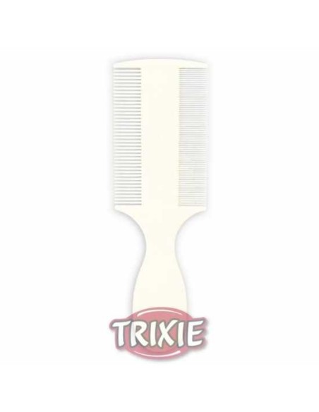 PEINE QUITAPARÁSITOS DE PLÁSTICO DOBLE CARA MANGO TRIXIE - 14 CM