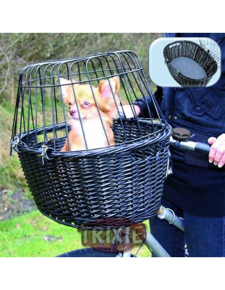 CESTA BICICLETAS MIMBRE OSCURO CON REJILLA TRIXIE - 50 X 41 X 35 CM