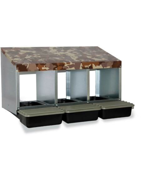 PONEDERO CAMUFLAJE PARA GALLINAS CON CUBETA 3 DEPARTAMENTO GAUN