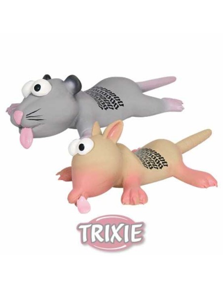 RATA RATÓN CON HUELLA NEUMÁTICO DE LÁTEX TRIXIE - 22 CM