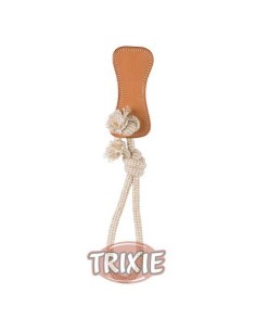 HUESO DE PIEL CON CUERDA PIEL TRIXIE - 14 CM / 38 CM