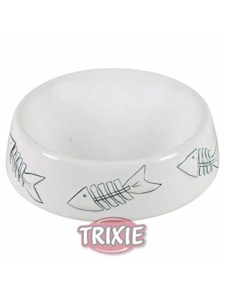 COMEDERO CERÁMICO GATOS RASPAS TRIXIE - Ø15 CM / 200 ML