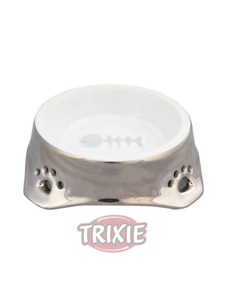 COMEDERO CERÁMICO PLATA CUADRADO TRIXIE - Ø12 CM / 150 ML