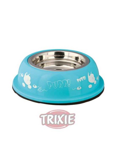 COMEDERO ACERO INOX RESISTENTE PURR! TRIXIE - Ø12 CM / 250 ML