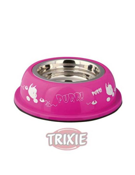 COMEDERO ACERO INOX RESISTENTE PURR! TRIXIE - Ø12 CM / 250 ML