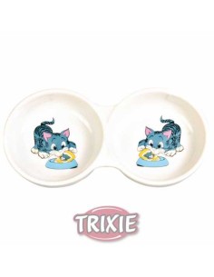 COMEDERO CERÁMICO DOBLE IMPRESO TRIXIE - 2 X Ø11 CM / 150 ML