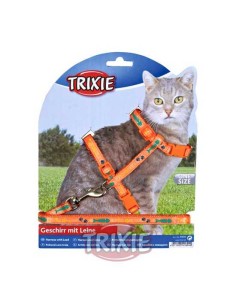 SET ARNES Y CORREA GATOS DISEÑO TRIXIE - 22-36 CM / 1,20 M
