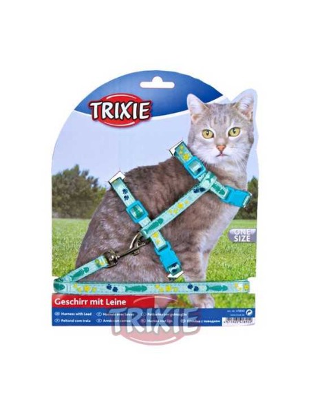 SET ARNES Y CORREA GATOS DISEÑO TRIXIE - 22-36 CM / 1,20 M