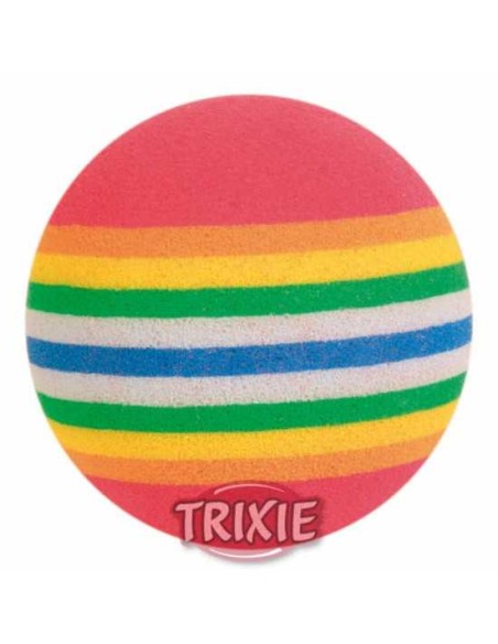 PELOTA ARCOIRIS DE GOMAESPUMA (4 UNIDADES) TRIXIE - Ø3,5 CM