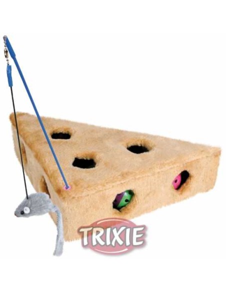 TROZO QUESO CON AGUJEROS Y 3 JUGUETES TRIXIE - 36 X 8 X 26 CM