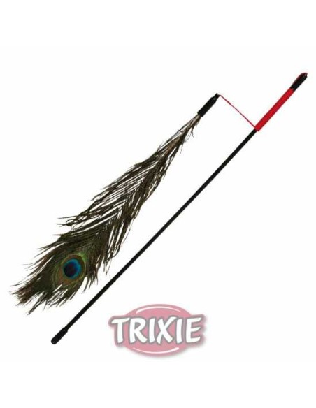 VARITA JUEGO CON PLUMA PAVO REAL TRIXIE - 47 CM