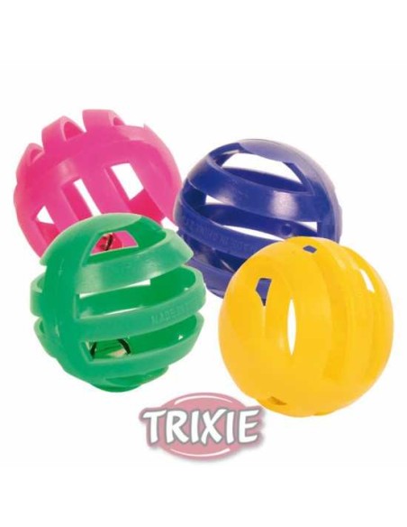 PELOTA SONAJERO DE PLÁSTICO (4 UNIDADES) TRIXIE - Ø4 CM
