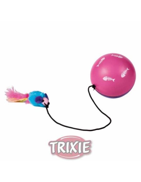 PELOTA CON MOTOR Y RATÓN CUERDA / PLUMA TRIXIE - Ø9 CM