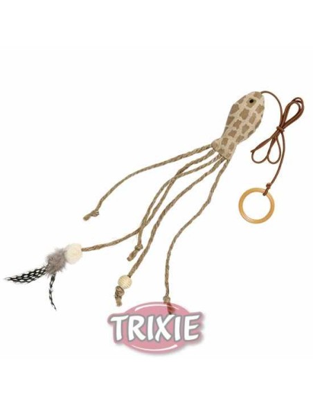 PEZ CON PLUMAS Y ELÁSTICO TRIXIE - MARRÓN