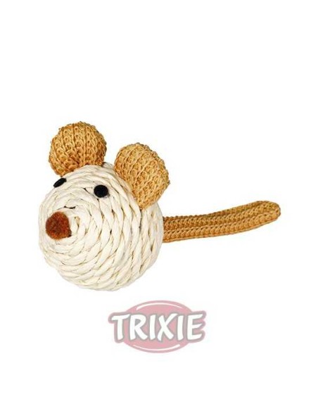 RATÓN CON SONAJERO Y CUERDA TRIXIE - 5 CM