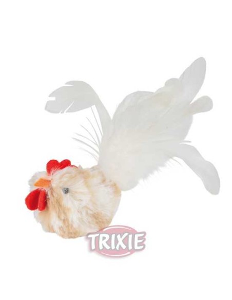 GALLINA BLANCA CON CATNIP Y SONIDO TRIXIE - 8 CM