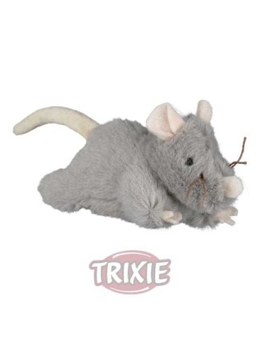 RATÓN PELUCHE CON SONIDO TRIXIE - 15 CM