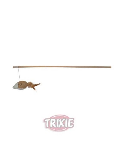 VARITA JUEGO MADERA RATÓN Y PLUMAS TRIXIE - 50 CM
