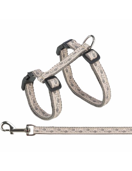 ARNÉS PARA GATOS CON CORREA ESTAMPADO BEIGE TRIXIE - 27 - 45 CM