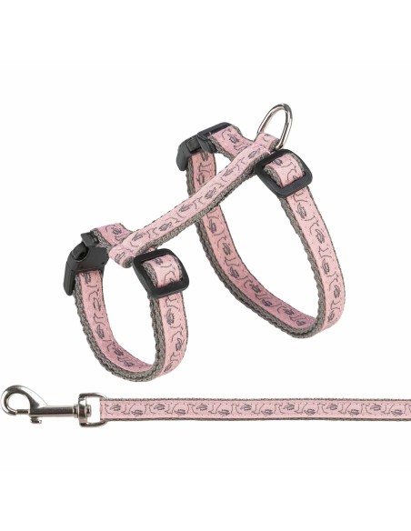 ARNÉS PARA GATOS CON CORREA ESTAMPADO ROSA TRIXIE - 27 - 45 CM