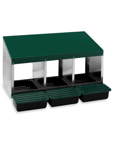 PONEDERO PARA GALLINAS CON CUBETA 3 DEPARTAMENTOS GAUN