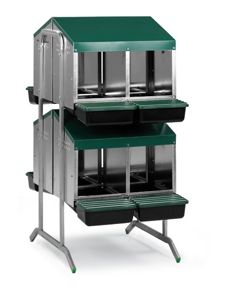 BATERÍA PONEDEROS CON CUBETA Y PATAS 8 DEPARTAMENTOS GAUN