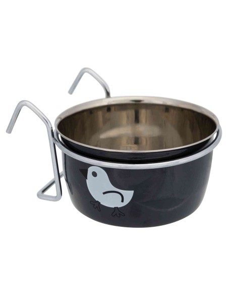 COMEDERO PAJARITO ACERO INOXIDABLE CON GANCHOS TRIXIE