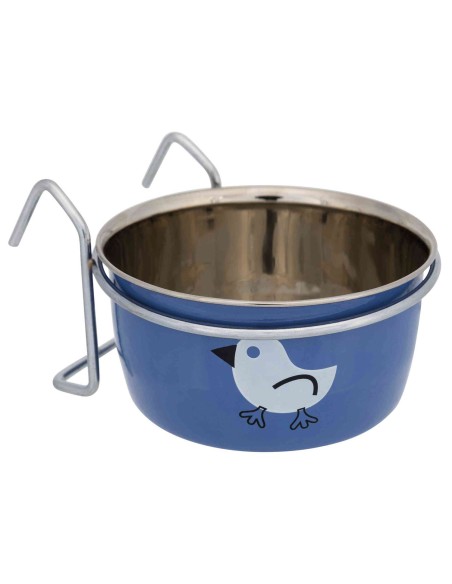 COMEDERO PAJARITO ACERO INOXIDABLE CON GANCHOS TRIXIE