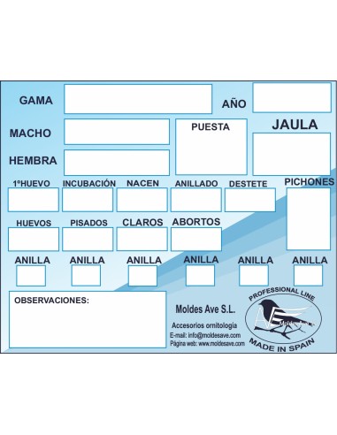 TARJETA DE CRÍA MOLDES AVE