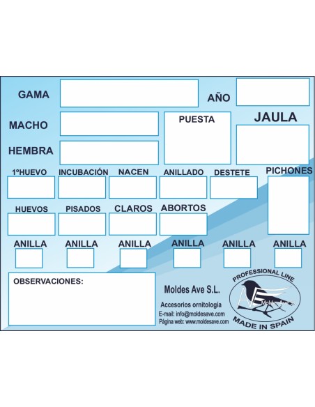 TARJETA DE CRÍA MOLDES AVE