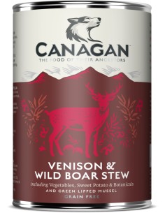 LATA DE ESTOFADO DE VENADO Y JABALÍ SALVAJE PARA PERROS...