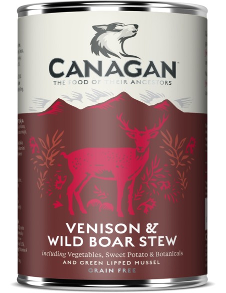 LATA DE ESTOFADO DE VENADO Y JABALÍ SALVAJE PARA PERROS CANAGAN - 400 GR