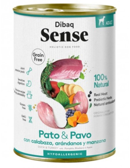 DOG GRAIN FREE PATO & PAVO DIBAQ SENSE - 380 GR