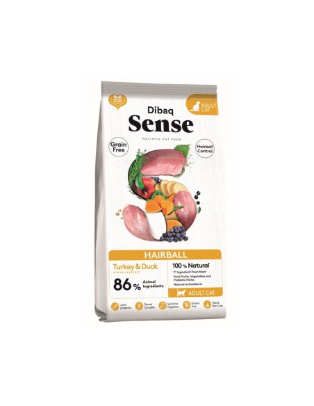 CAT GRAIN FREE HAIRBALL PATO Y PAVO DIBAQ SENSE