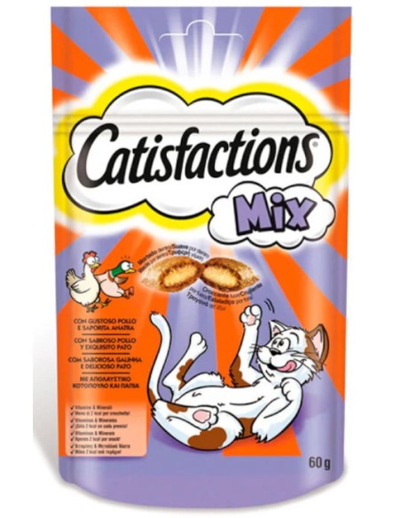 MIX POLLO Y PATO PREMIOS PARA GATOS CATISFACTIONS - 60 GR
