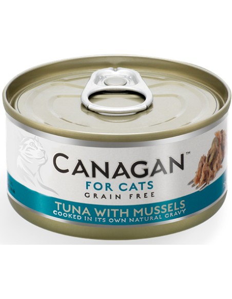 LATA DE ATÚN CON MEJILLONES PARA GATOS CANAGAN - 75 GR